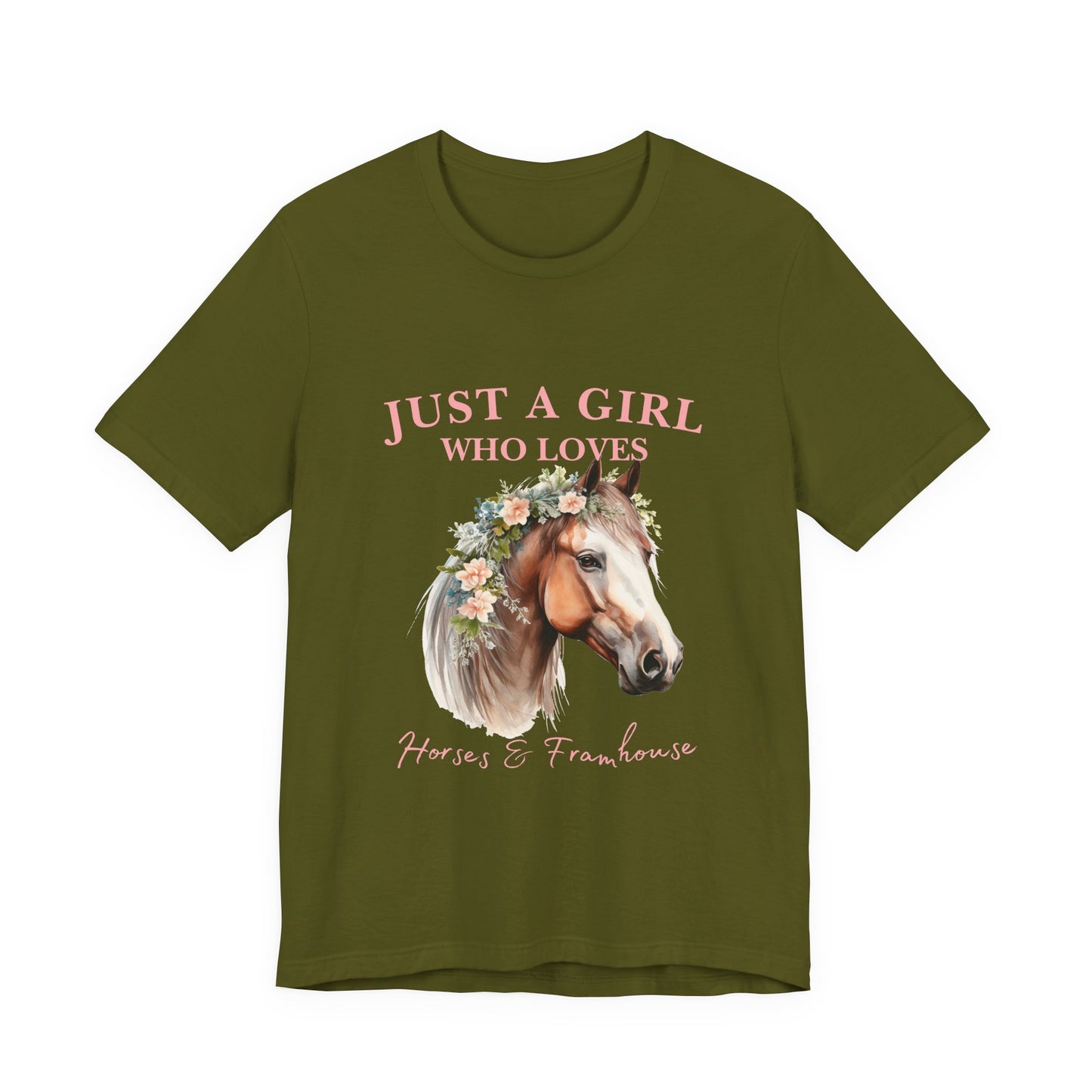 Just a Girl Who Loves Horses Jersey Tee | Equestrian Gift | Horse Lover T-Shirt | Floral Graphic Tee | Birthday Gift