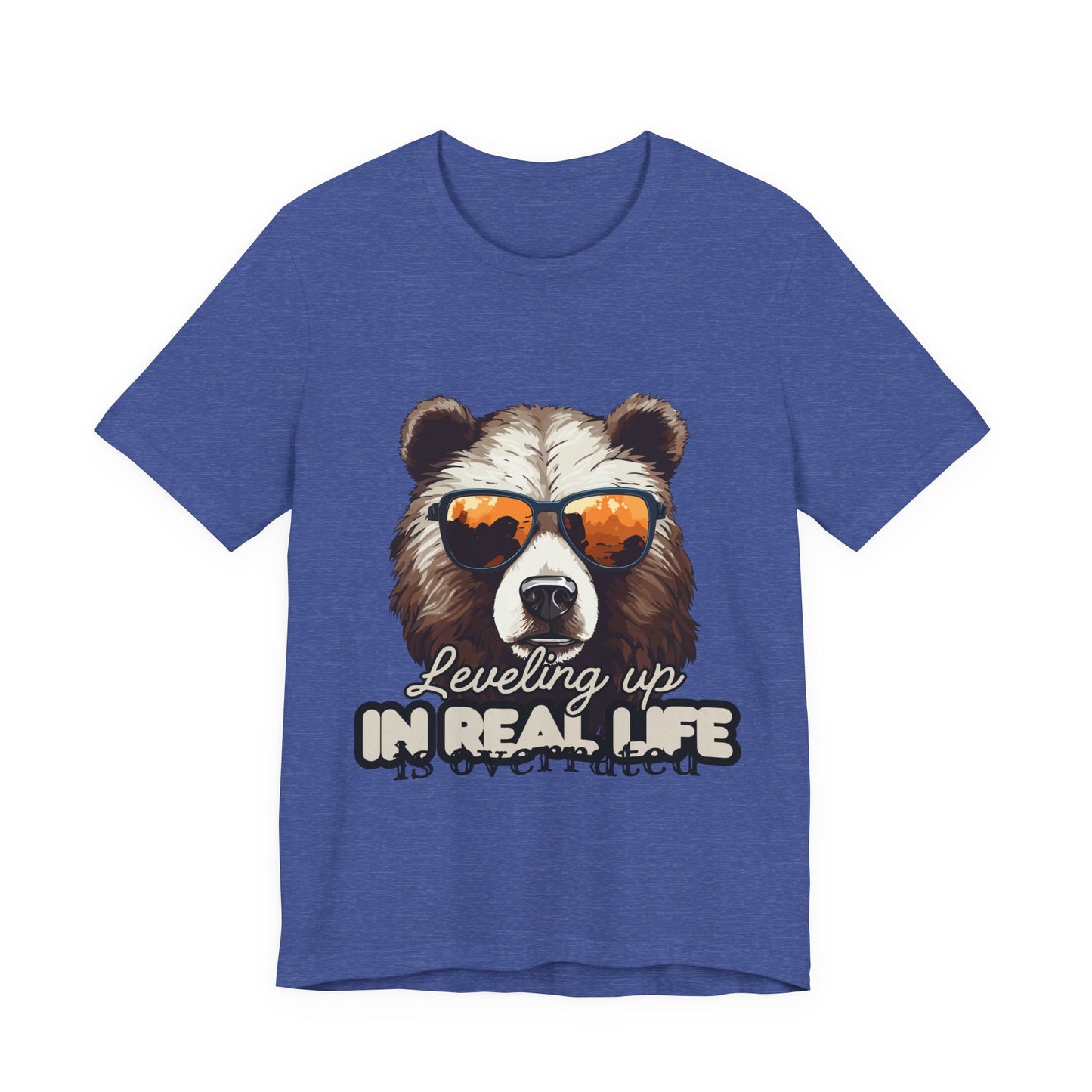 Cool Bear Graphic Tee, Leveling Up in Real Life, Funny T-Shirt for Nature Lovers, Gift for Birthday, Summer Wardrobe, Casual Wear