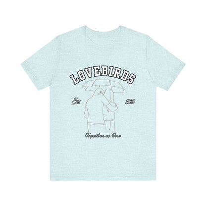 Lovebirds Unisex T-Shirt, Romantic Tee for Couples, Anniversary Gift, Valentine's Day Apparel, Gift for Her/Him, Cute Casual Wear