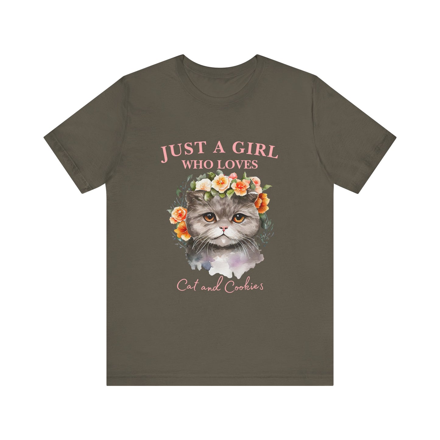 Just a Girl Who Loves Cats and Cookies Tee - Cute Cat Lover Shirt, Gift for Cat Moms, Funny Pet Apparel, Birthday Gift, Relaxed Fit T-Shirt