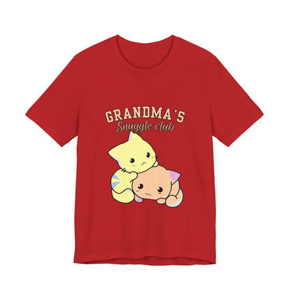 Grandma's Snuggle Club Tee, Cozy Gift for Grandma, Cute Cat Graphic Shirt, Family Gathering Outfit, Birthday Gift for Grandma