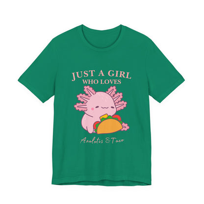 Cute Taco-Loving Axolotl Tee, Fun Graphic T-Shirt, Gift for Taco Lovers, Unisex Apparel, Cartoon Lover's Top