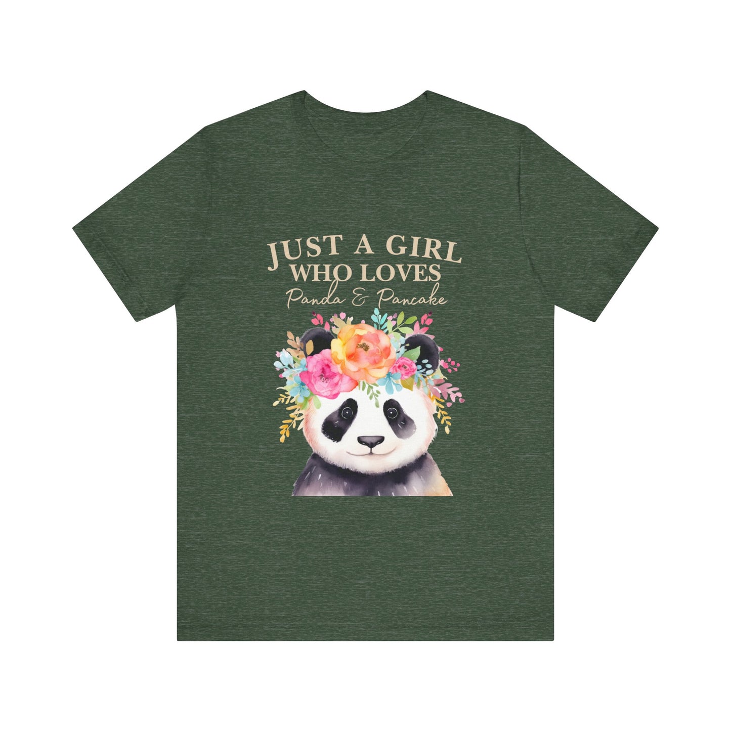 Adorable Panda Lover Tee - Just a Girl Who Loves Pandas & Pancakes, Cute Animal Shirt, Gift for Panda Fans, Casual Wear, Summer Top