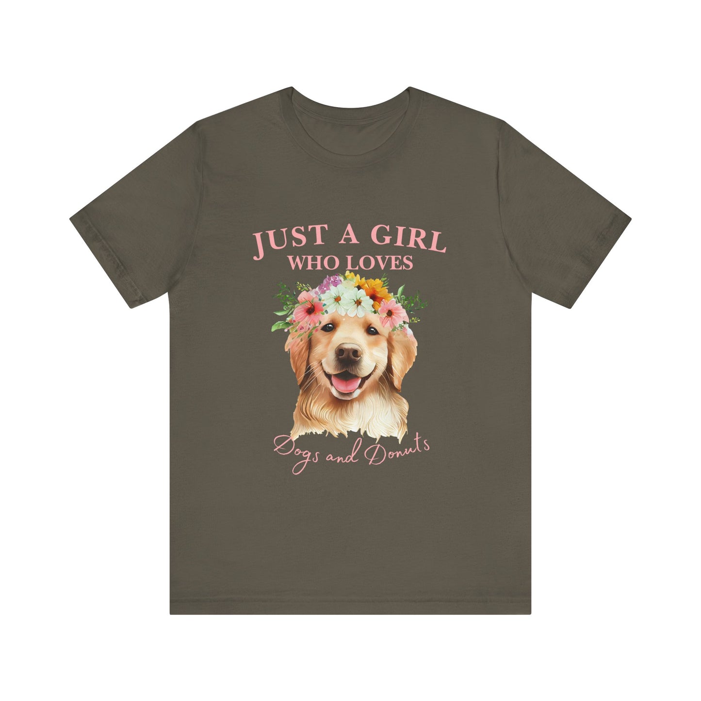 Just a Girl Who Loves Dogs and Donuts Tee - Cute Pet Lover Shirt, Gifts for Dog Moms, Birthday Gift, Casual Wear, Floral Design