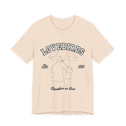 Lovebirds Unisex T-Shirt, Romantic Tee for Couples, Anniversary Gift, Valentine's Day Apparel, Gift for Her/Him, Cute Casual Wear