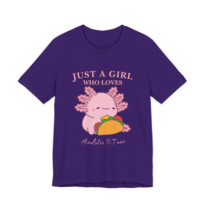 Cute Taco-Loving Axolotl Tee, Fun Graphic T-Shirt, Gift for Taco Lovers, Unisex Apparel, Cartoon Lover's Top