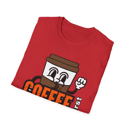 Coffee First Circuits Second Cartoon Unisex T-Shirt, Funny Coffee Tee, Gift for Engineers, Electrician T-shirt