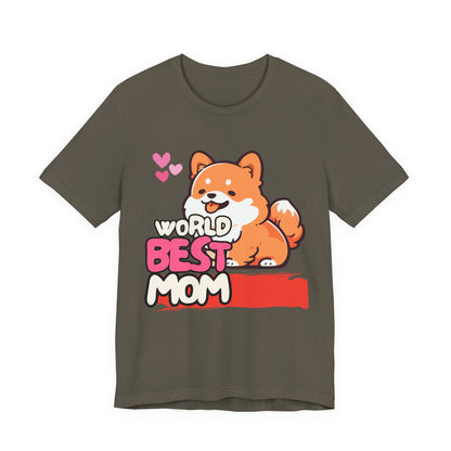 World's Best Mom Tee - Unisex Jersey Short Sleeve Shirt, Gift for Mother's Day, Cute Dog Design, Perfect for Moms, Gifts for Her