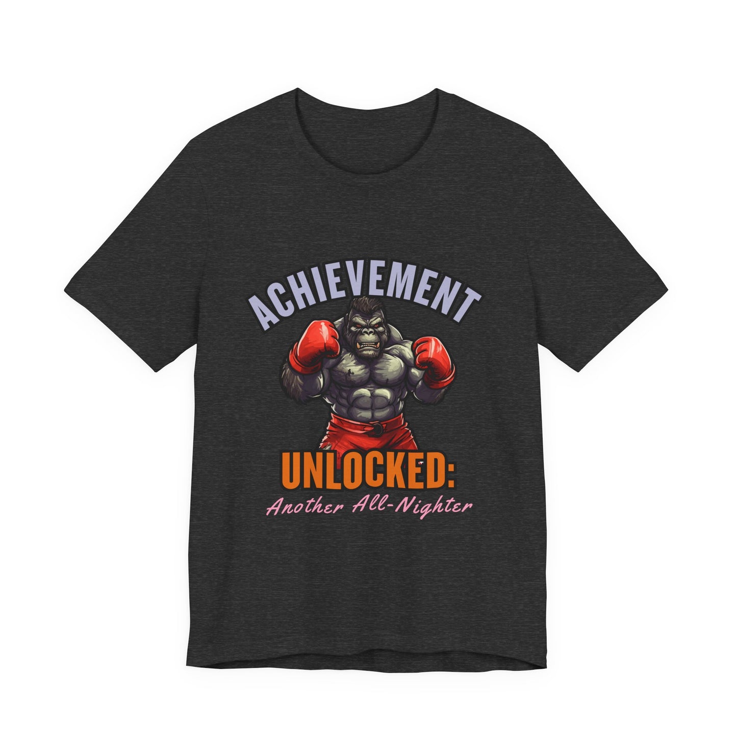 Achievement Unlocked Short Sleeve Tee, Gaming Shirt, Funny Tee, Birthday Gift, Casual Wear, All-Nighter Tee
