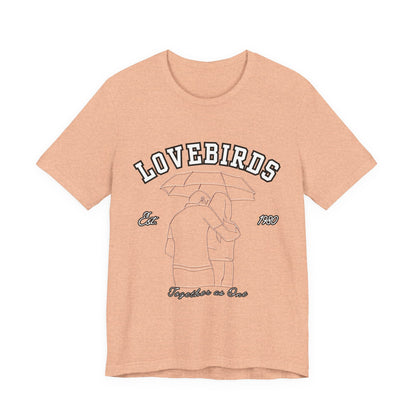 Lovebirds Unisex T-Shirt, Romantic Tee for Couples, Anniversary Gift, Valentine's Day Apparel, Gift for Her/Him, Cute Casual Wear