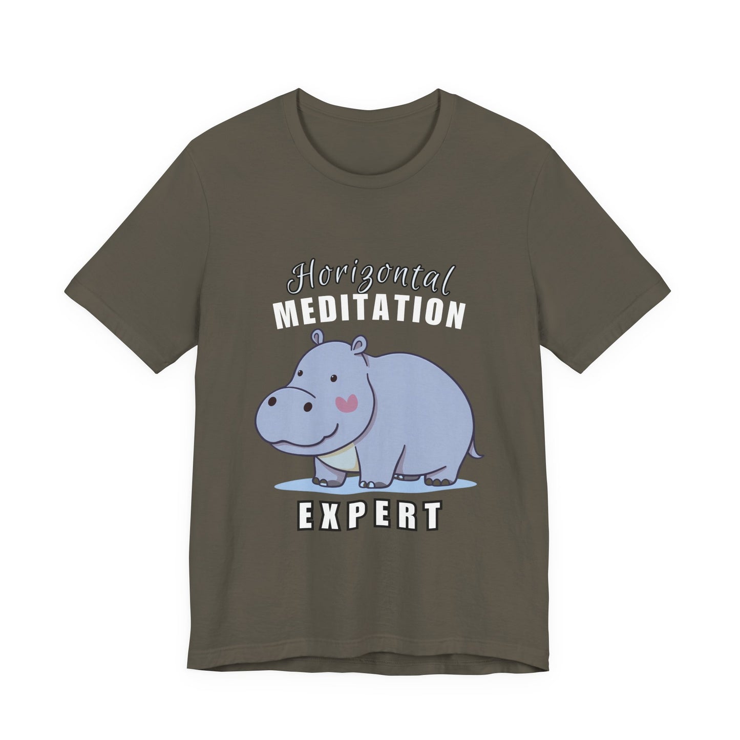 Hippo Horizontal Meditation Expert Tee - Fun Unisex Jersey Shirt for Relaxation, Gift for Yogis, Casual Wear, Mindfulness, Animal Lover