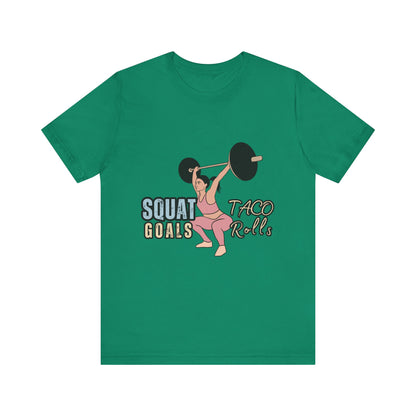 Squat Goals Unisex Jersey Tee, Funny Workout Shirt, Fitness Gift, Gym Apparel, Weightlifting Top, Motivational Tee