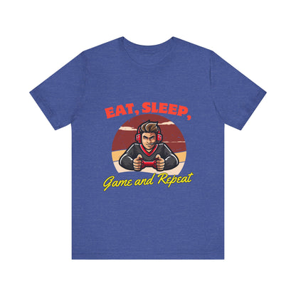 Gamer Lifestyle Tee - Eat, Sleep, Game & Repeat, Perfect for Gamers, Birthday Gift, Casual Wear, Gamer Apparel, Gaming Merchandise