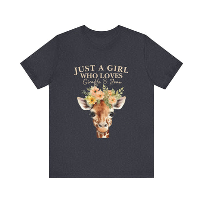 Just a Girl Who Loves Giraffes Tee, Cute Animal Lover Gift, Summer Casual Fashion, Birthday Tee, Nature Enthusiast Shirt
