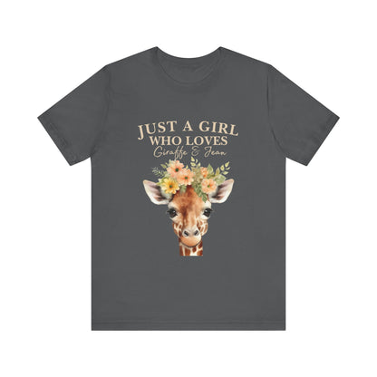 Just a Girl Who Loves Giraffes Tee, Cute Animal Lover Gift, Summer Casual Fashion, Birthday Tee, Nature Enthusiast Shirt