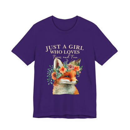 Just a Girl Who Loves Foxes Tee | Cute Animal Lovers Shirt, Gift for Her, Nature Tee, Floral T-Shirt, Birthday Gift