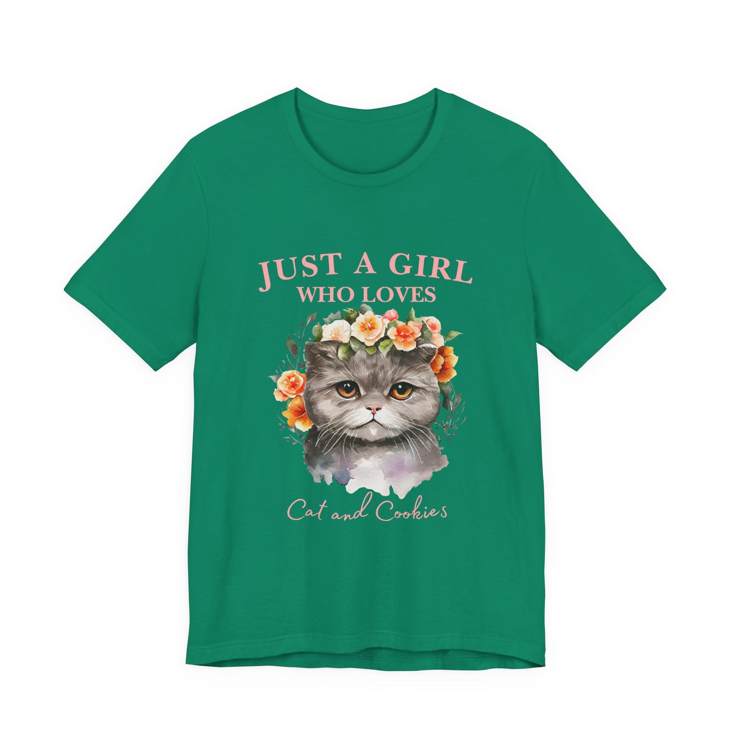 Just a Girl Who Loves Cats and Cookies Tee - Cute Cat Lover Shirt, Gift for Cat Moms, Funny Pet Apparel, Birthday Gift, Relaxed Fit T-Shirt