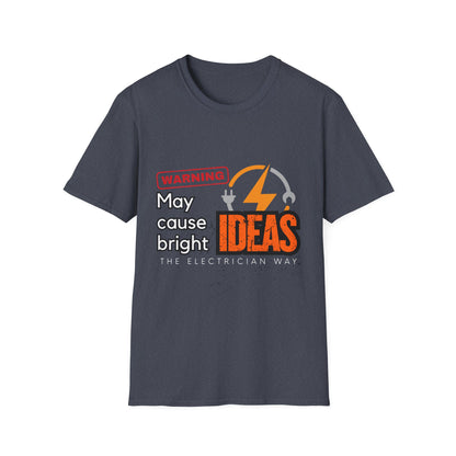 Electrian Warning T-Shirt - May Cause Bright Ideas, Funny Tee, Gift for Creatives, Unisex Apparel, Ideal for Birthdays