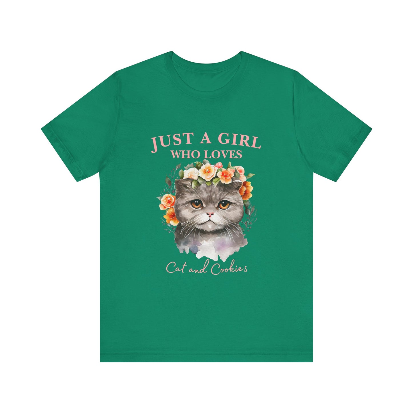 Just a Girl Who Loves Cats and Cookies Tee - Cute Cat Lover Shirt, Gift for Cat Moms, Funny Pet Apparel, Birthday Gift, Relaxed Fit T-Shirt
