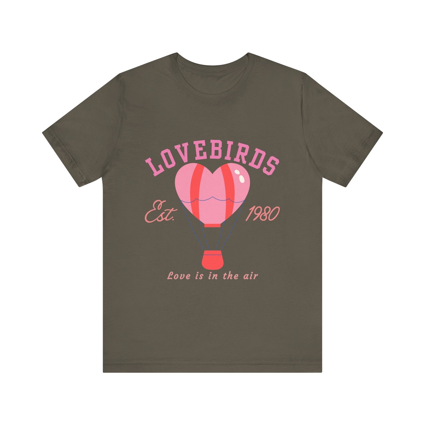 Lovebirds Hot Air Balloon Tee, Cute Couples Shirt, Anniversary Gift, Valentine's Day Gift, Summer Vibes Tee, Love Is In The Air Shirt
