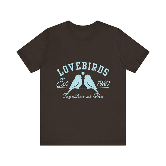 Lovebirds Together as One Tee - Unisex Jersey Short Sleeve Shirt, Couple Gift, Anniversary Shirt, Bird Lover Tee, Matching Tee