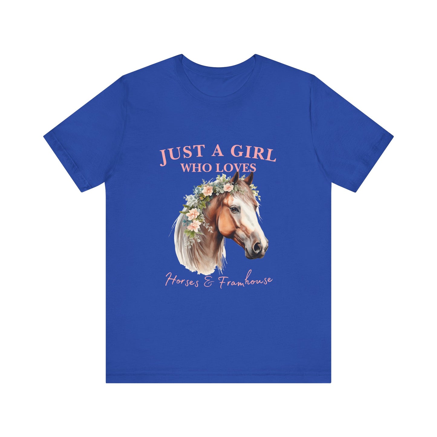 Just a Girl Who Loves Horses Jersey Tee | Equestrian Gift | Horse Lover T-Shirt | Floral Graphic Tee | Birthday Gift