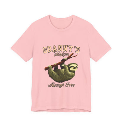 Sloth Wisdom Tee, Granny's Wisdom Shirt, Unisex Graphic Tee, Funny Sloth T-Shirt, Casual Wear, Gift for Nature Lovers