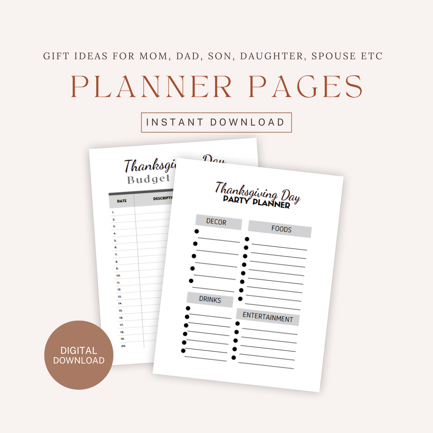 The Ultimate Thanksgiving Planner – Meal, Travel, Shopping & Party Organizer