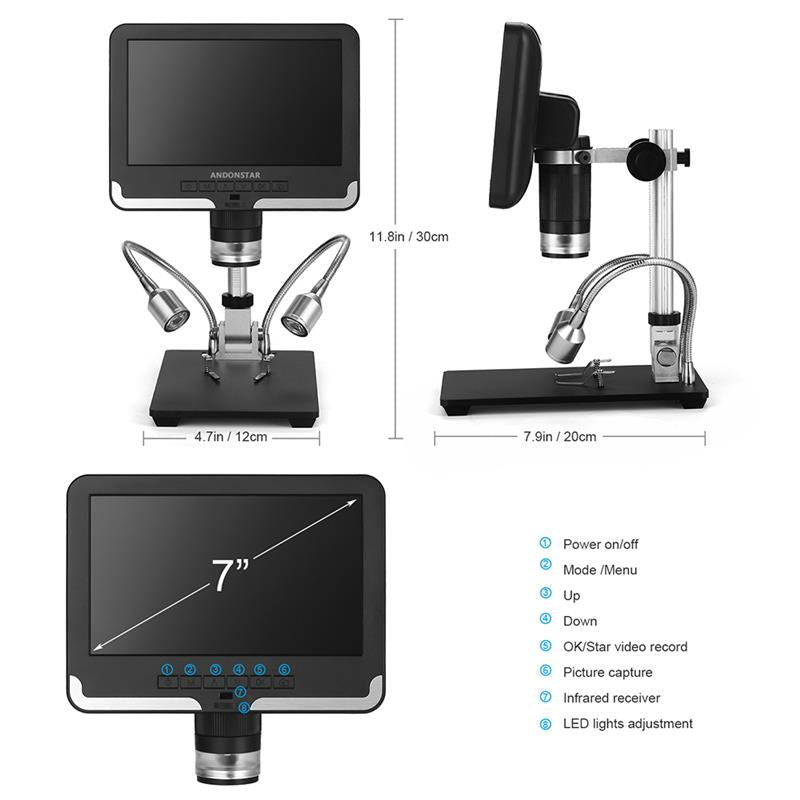 1080P 7" Inch Digital Electronic Microscope